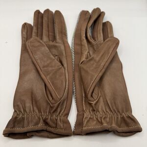 BURGETT LADIES HERING BONE BROWN & WHITE LEATHER GLOVES UNLINED SIZE Large